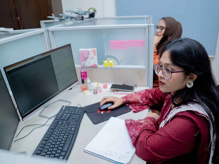 Back office support team at work